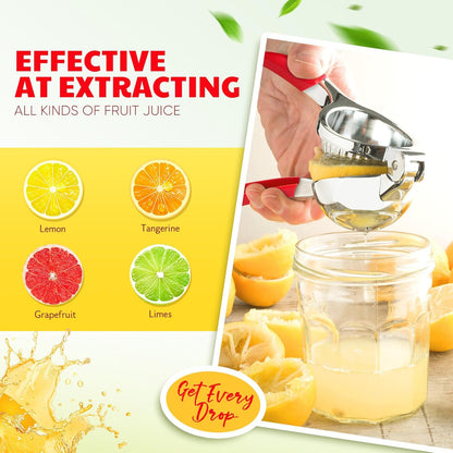 Lemon Squeezer Large, Lemon Squeezer Juicer Stainless Steel, Heavy Duty Manual Citrus Juicer Hand Press, Kitchen Tools Lime Squeezer Bar Tool, Easy to Clean Metal Lemon Hand Press