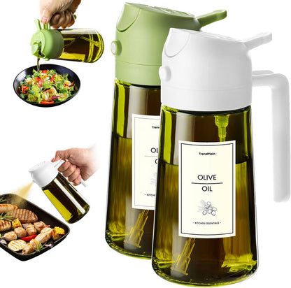 TrendPlain - Original 16oz/470ml Olive Oil Dispenser Bottle for Kitchen Gadgets and Air Fryer Accessories - Olive Oil Sprayer for Cooking w/Stickers - Black