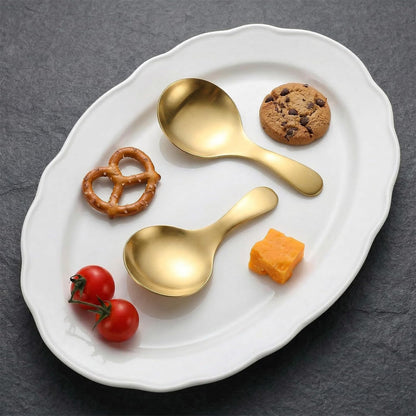 6 Pcs Small Gold Spoons, Stainless Steel Gold Coffee Spoon Scoop, Curved Bowl Design Small Scoops for Canisters, Candy Scoop for Neatly Scooping Sugar, Coffee, Salt, Spices