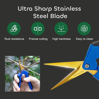 GROWNEER 3 Packs 6.5 Inch Pruning Shears Gardening Hand Pruning Snips Gardening Scissors with Straight Stainless Steel Precision Blades