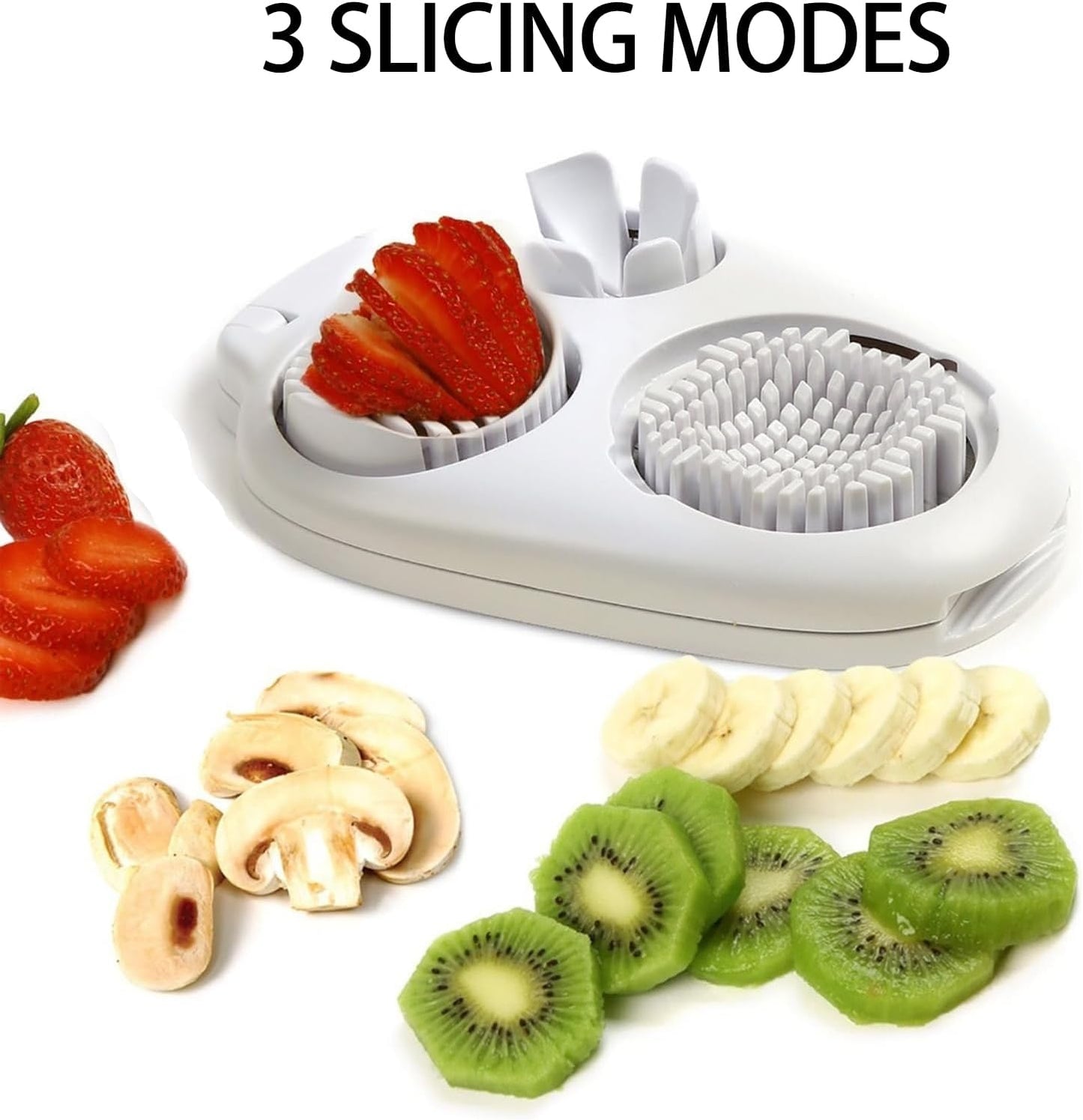 Egg Slicer for Hard Boiled Eggs, 3 Slice Modes Egg Cutter & Egg Dicer, Stainless Steel Egg Chopper for Strawberry, Grape & Tomato, Compact Kitchen Tool