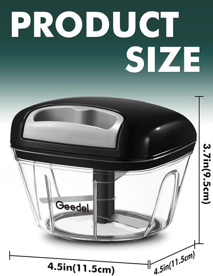 Manual Pull Food Chopper, Hand Pull String Onion Chopper Dicer for Kitchen, Easy Cleaning Food Chopper for Vegetables, Fruits (500 ML)