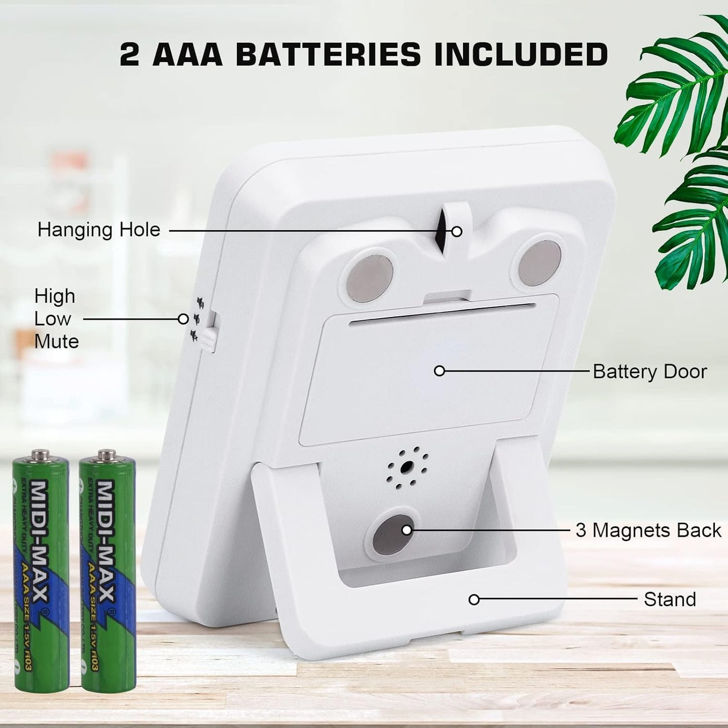 Digital Kitchen Timer Dual Timers 3 Channels Count UP/Down Cooking Timer Large Display, Adjustable Volume Alarm with Magnetic Back, Stand, Battery Included