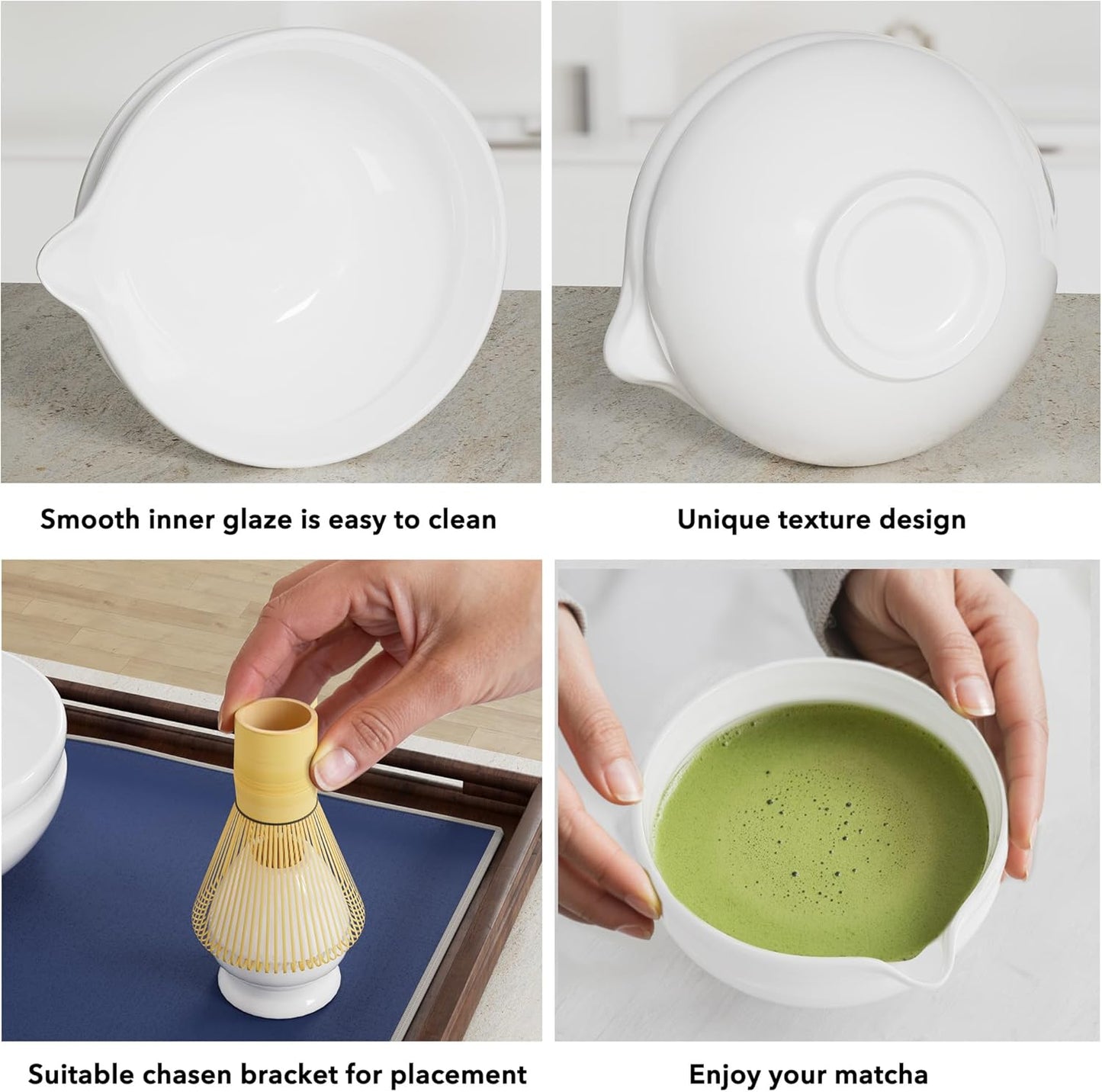 Matcha Whisk Set, Perfect Matcha Kit for Matcha Lovers Includes Ceramic Bowl, Bamboo Whisk, Holder, Scoop, Sifter & Cloth - 7 Pcs Matcha Kit