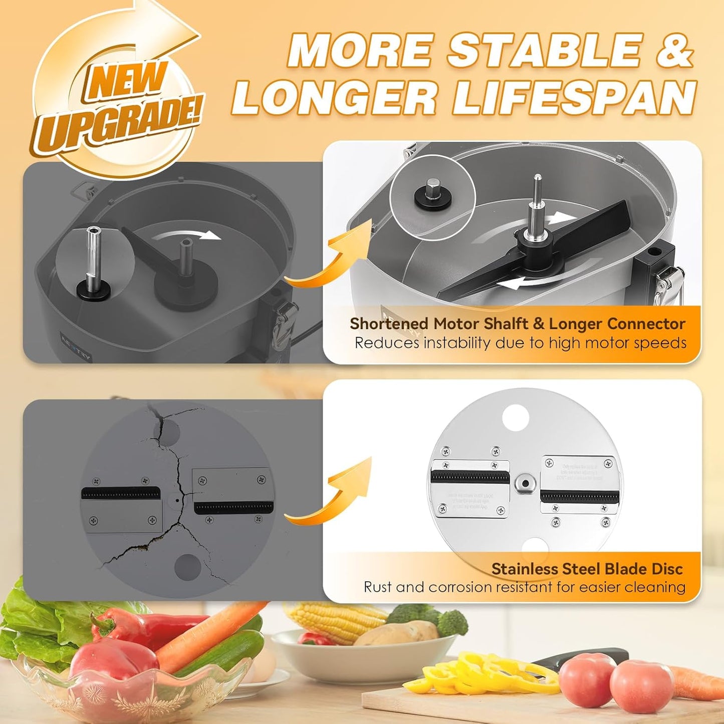 NEWTRY 4 in 1 Electric Vegetable Slicer Dicer Shredder & Strip Cutter, Commercial Automatic Multifunctional Food Chopper for Veggies & Fruits, with Thickness Adjustable Blades, 110V, 200W