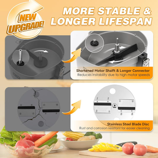 NEWTRY 4 in 1 Electric Vegetable Slicer Dicer Shredder & Strip Cutter, Commercial Automatic Multifunctional Food Chopper for Veggies & Fruits, with Thickness Adjustable Blades, 110V, 200W