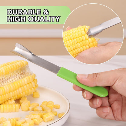 Corn Prep Peeler Joochi Stainless Steel Corn Stripping Tool Corn Cobber Remover Tools Cob Corn Stripper Thresher Quickly Remove Fresh & Boiled Corn Kernels Kitchen Gadget Chef Gift Idea (Green)