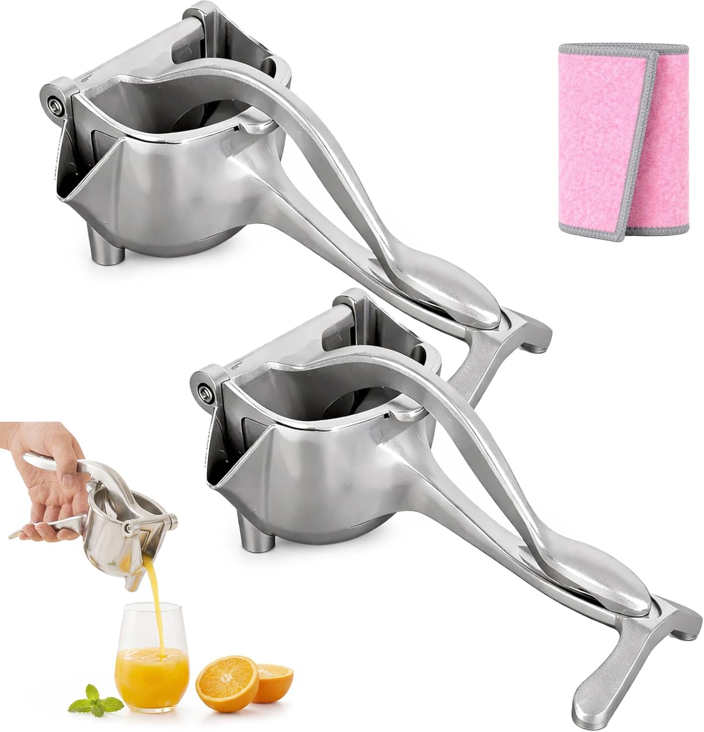 Heavy Duty Cast Iron Juicer Manual Hand Press, Stainless Steel Fruit Juice Squeezer for Lemon & Orange, Citrus Press Juicer (1PC)