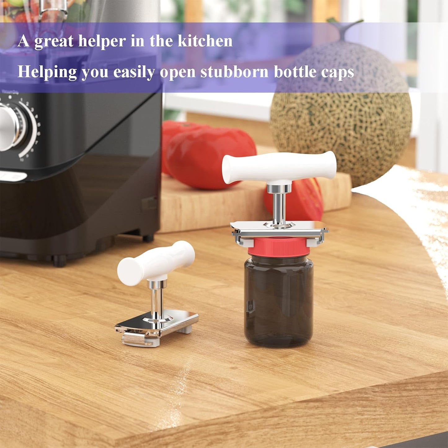 Jar Opener for Seniors with Arthritis & Weak Hands, Easy Twist Jar Openers, Adjustable Multifunctional Jar Lid Opener, Jar Bottle Cap Opener Gripper, Useful Gifts for Elderly/Women/Men (Wood Handle)