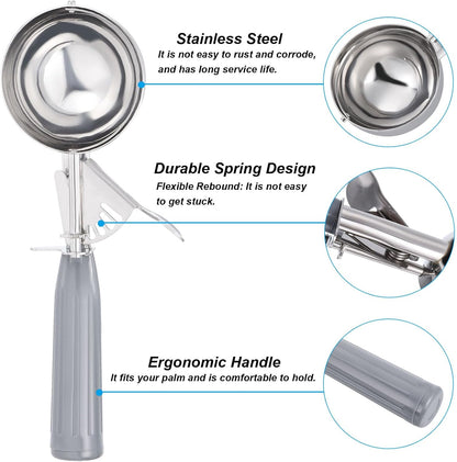 PATIKIL 3/4 Ounce Ice Cream Scoop with Trigger, Stainless Steel Portion Cookie Scoop with Thumb Trigger for Cookie Dough Cupcake Batter Baking, Purple 22ML