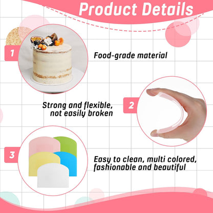 5 PCS Plastic Bench Scraper for Bread, Food-Safe PE Flexible Bowl Scrapers for Bread Dough, Multipurpose Plastic Bowl Scraper for Bread Cake Dough Fondant Icing