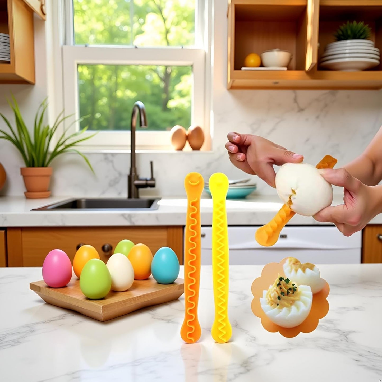 2Pcs Egg Cutter Set Lace Fruit Slicer Carving Lace Cutting Wire Egg Cutter Fancy Cooked Eggs Cutter Household Boiled Eggs Egg Slicers Mandolines and Slicers Cut Egg Decorator