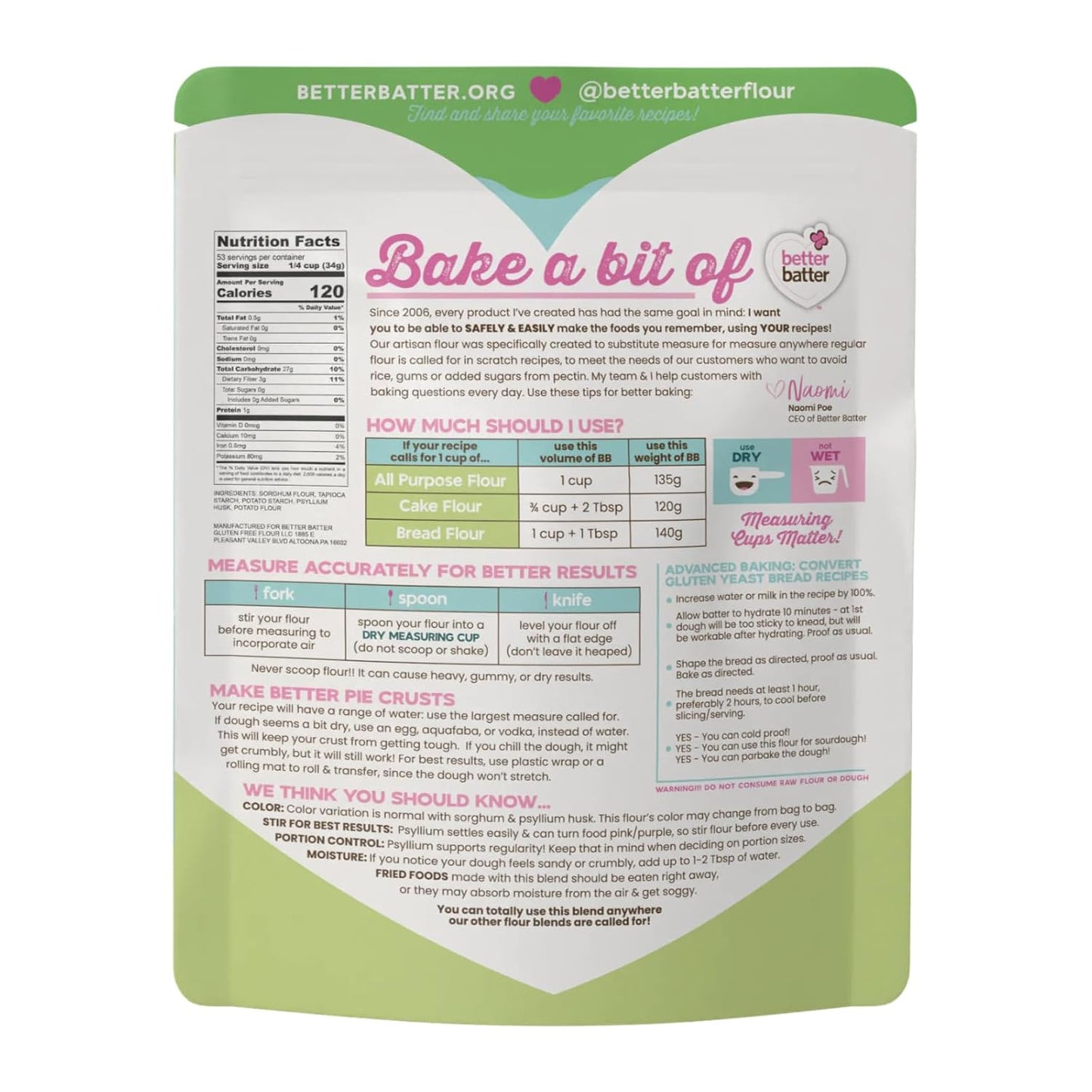 Better Batter Original Blend Multipurpose Gluten Free Flour 2.5lb – Certified GFCO, Vegan, Kosher, Non-GMO – Top 9 Allergen Free, Award Winning Cup-for-Cup Baking Alternative to Regular Wheat Flour