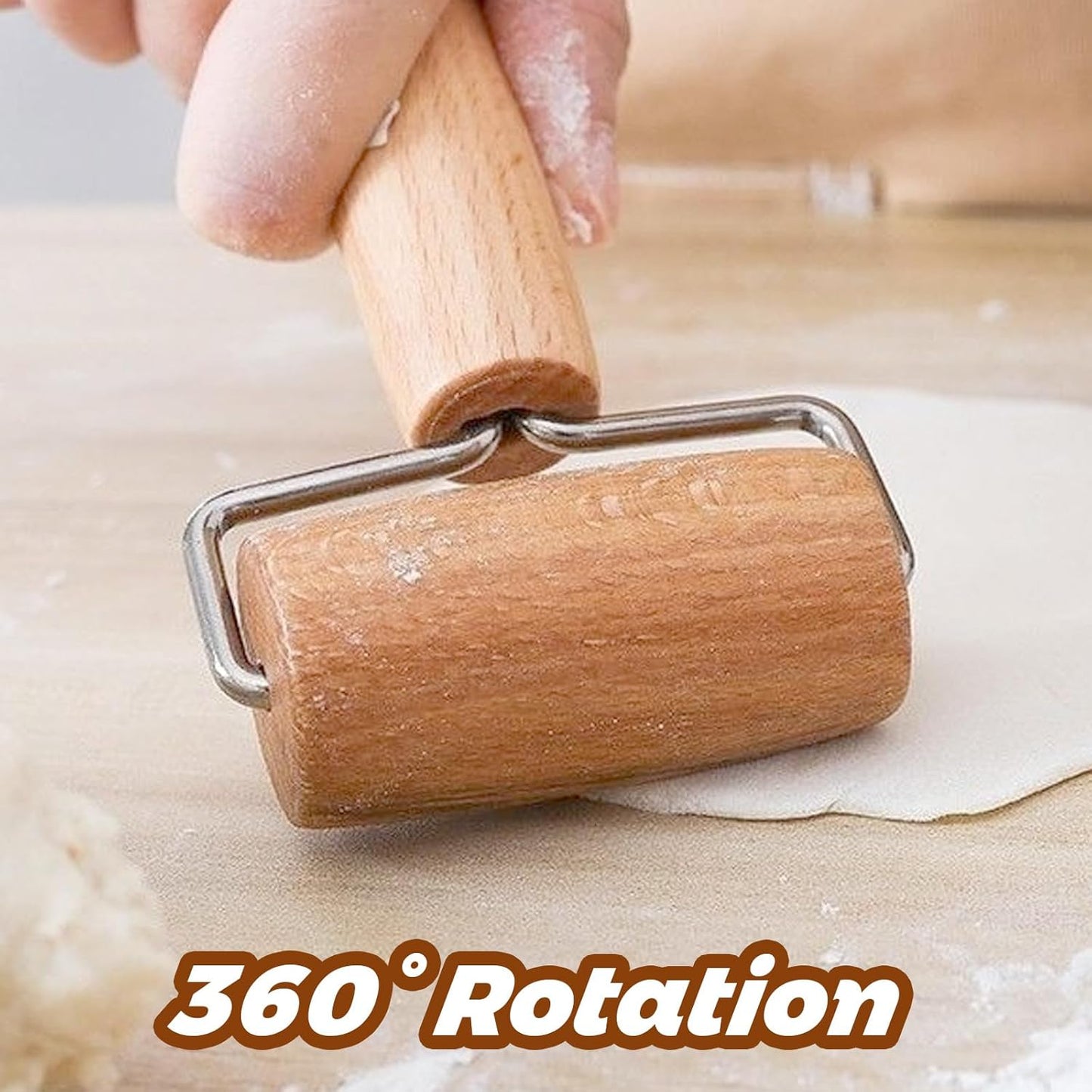 Small Rolling Pin, Wooden Dough Roller, Non-Stick Pizza Roller, T Type Rolling Pins for Kitchen Baking, Pizza Dough Press (3.8 * 7.5 inch)