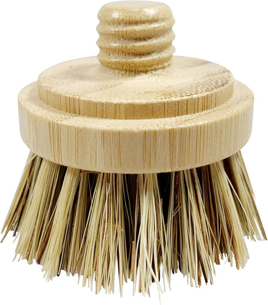 JuneLily Long Coconut Dish Brush Plant-Based Vegan for Kitchen Bathroom Cleaning Produce Washing Dishes (Long Dish Brush & Coconut Brush Head)