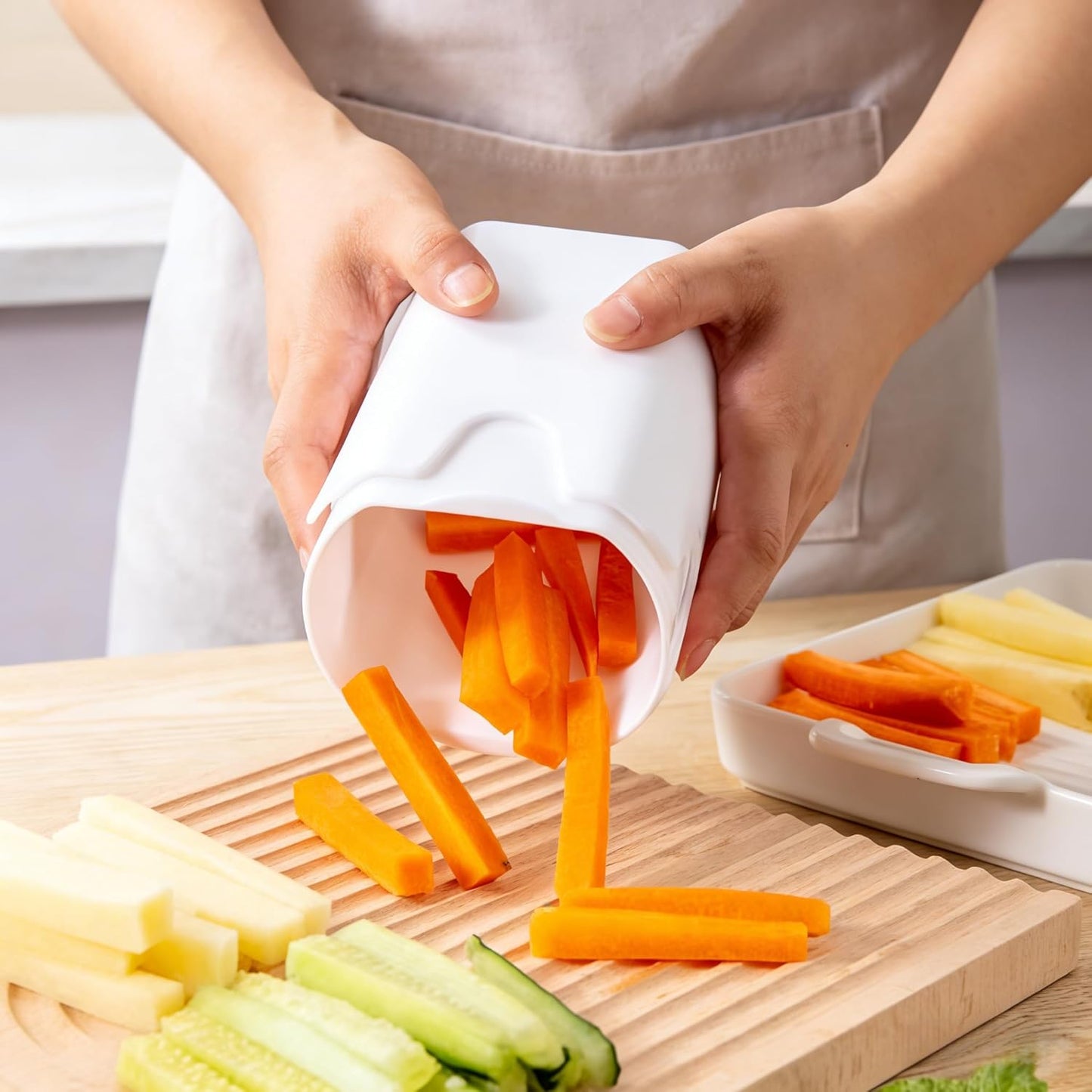 French Fry Cutter,Natural Cut Rapid Vegetable Dicer,Stainless Steel Potato Cutter French Fry Cutter Fries Potato Cutter Potato Tool for Kitchen