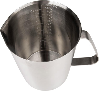 Stainless Steel Measuring Cup (16 Ounce/ 0.5 Liter- 2 Cup), Milk Frothing Pitcher, Steaming Pitcher, Milk Frothing Cup Jug with Marking with Handle for Espresso Machines, Latte Art