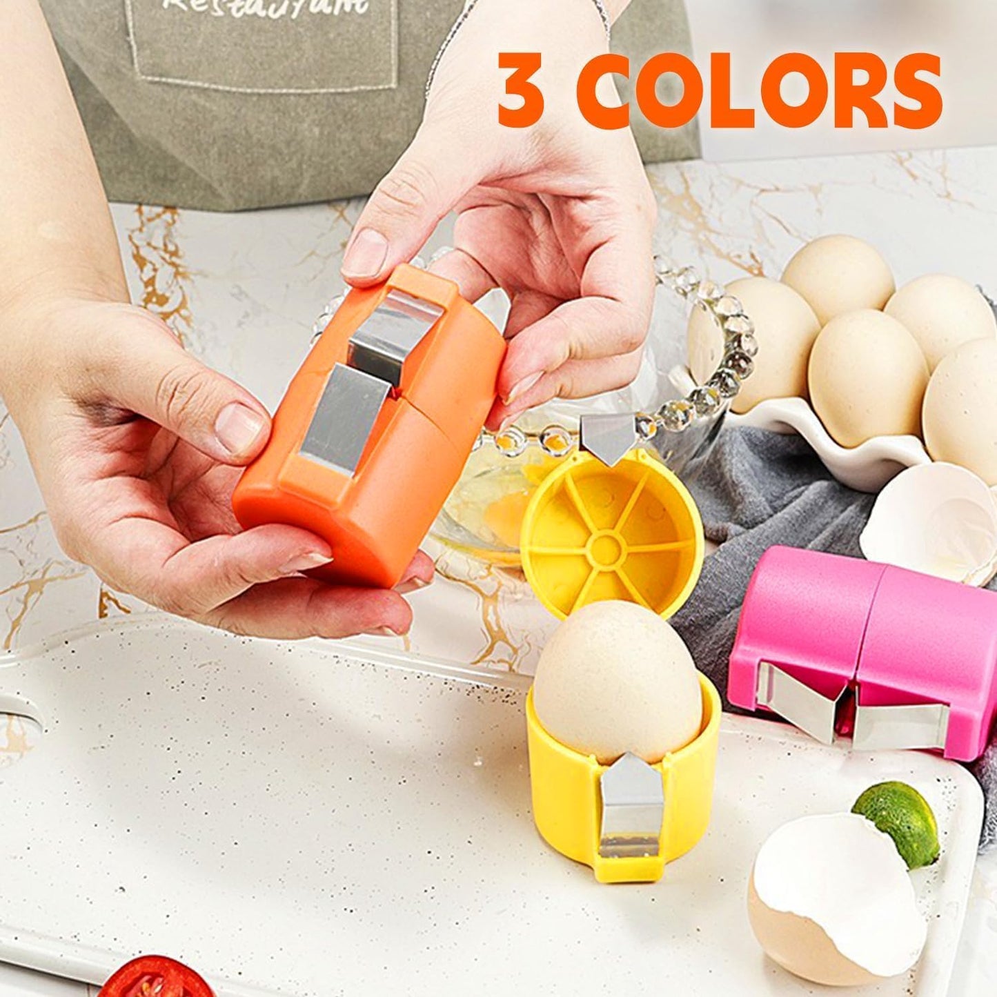 3Pcs Egg Shell Opener, 2026 New Egg Cracker Tool for Raw Eggs, Hard Boiled Egg Peeler Egg Cube Egg Separator Handheld, Stainless Steel Eggshell Breaker Egg Shell Cutter Kitchen Gadgets（3Pcs）