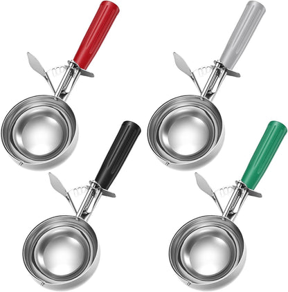 1 Pcs 8 Ounce Portion Scoops Ice Cream Scooper with Trigger Stainless Steel Portion Control Scoop for Restaurant, Baking Food, Cookie Dough, Cupcake Batter (Red)