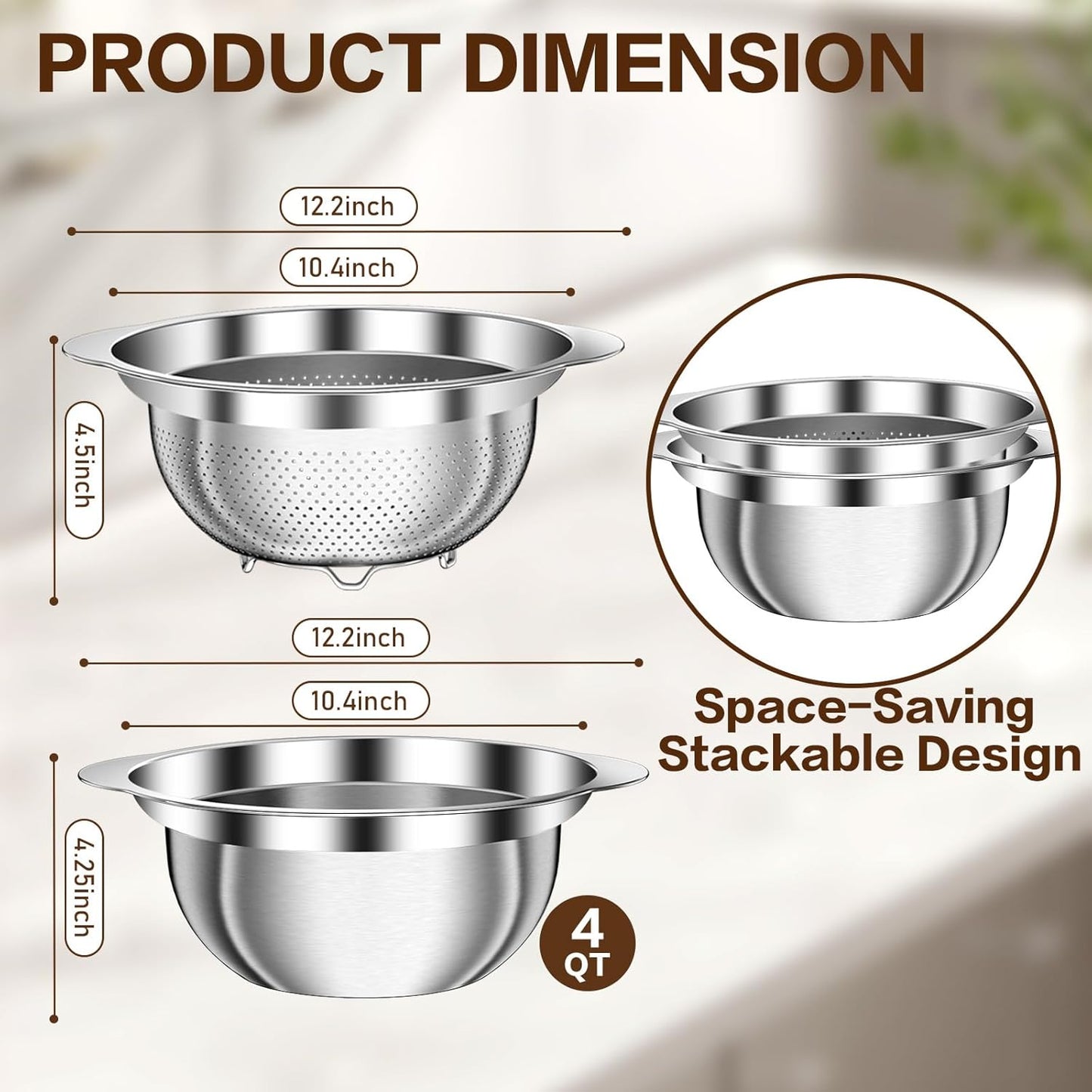 Over the Sink Colander, Expandable Strainers and Colanders with Fine Mesh, Colander for Kitchen with Rubber Grip for Draining Pasta, Vegetables and Fruits - Essential Kitchen Sink Strainer