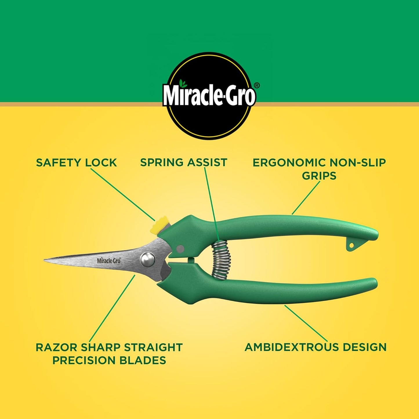 Miracle-Gro 8 in. All-Purpose Steel Garden Utility Shears with Serrated Blades – Comfort Grip Yard and Garden Scissors for Pruning Plants, Flowers, and Herbs