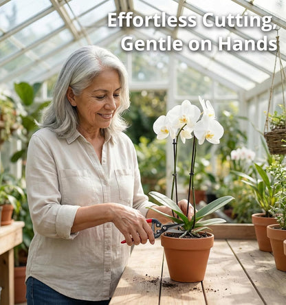 Gardeness Stainless Steel Pruning Snips with Serrated Blade, Adjustable Joint Screw Micro-Tip Garden Scissors for Harvesting Herbs, Fruit, and Floral Arranging, Corrosion-Resistant & Made in Taiwan
