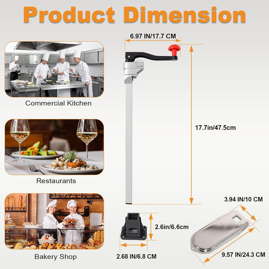 Commercial Can Opener Heavy Duty, Manual Tabletop Can Opener with 2 Blades and Plated Steel Base, Industrial Cans Opener Fits Big 10 Cans Up to 11" Tall for Restaurants/Hotels/Bars