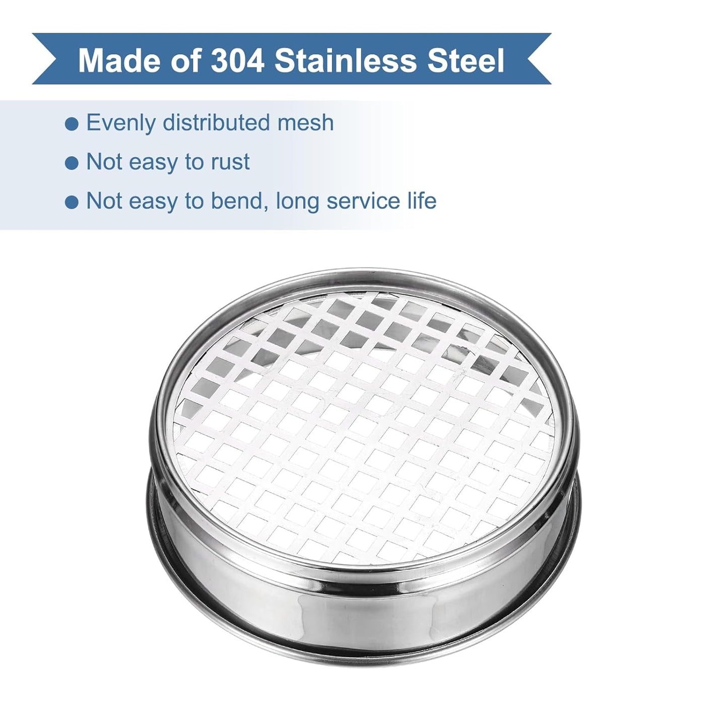 PATIKIL 220 Mesh(0.0385mm) Lab Sieve, 5.9"(15cm) Diameter Sifting Screen 304 Stainless Steel Wire Cloth Fine Mesh Sieve for Industrial Laboratory Home Soil Sifter Dry Sift Screens Hash - Colors A