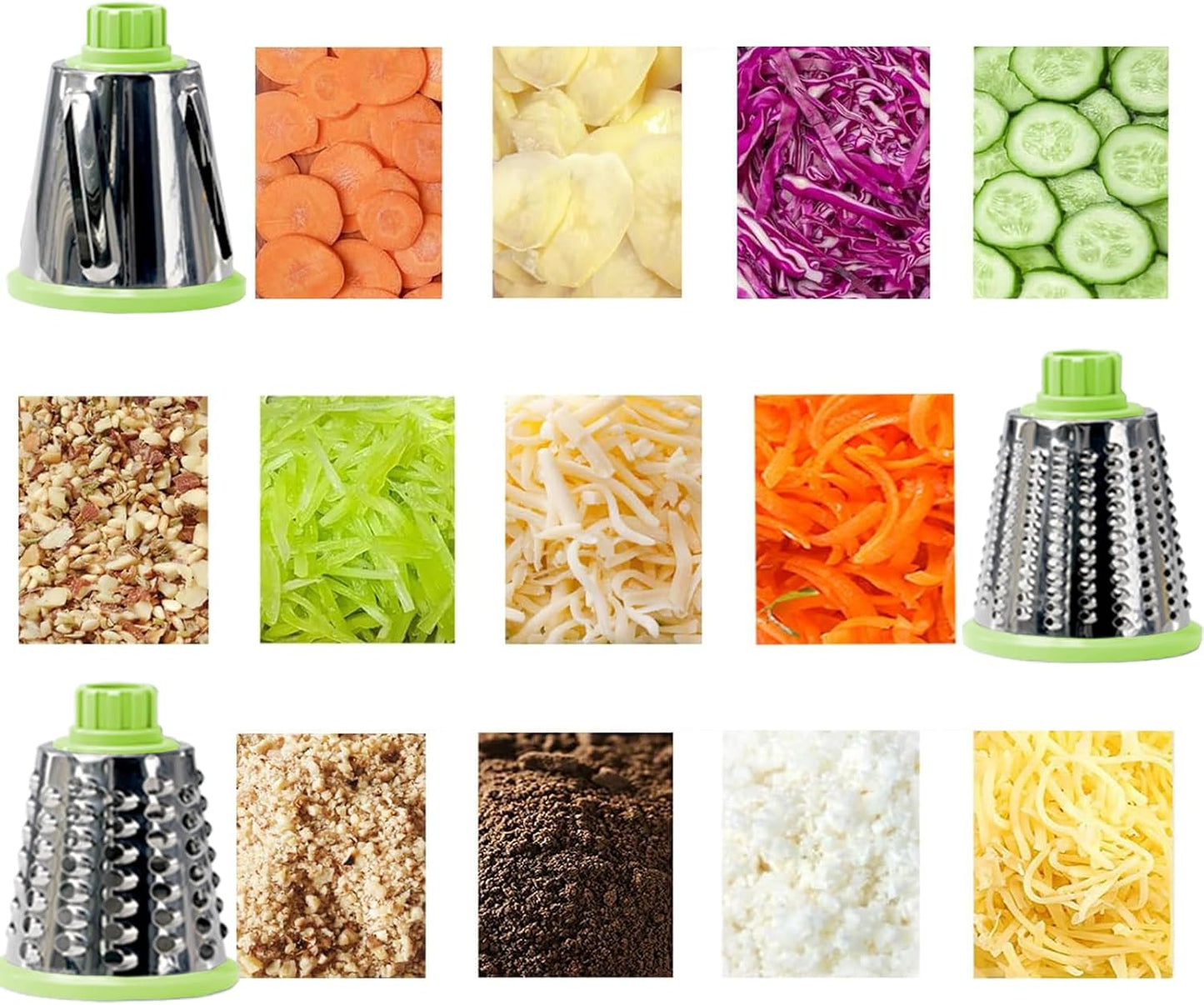 Cheese Grater with Handle,Multifunctional Rotary Cheese Grater,Kitchen Cheese Shredder Can Easily Chop Vegetables,Potatoes,Carrots,Etc.The Suction Cup is Stable and Easy to Clean (light green)