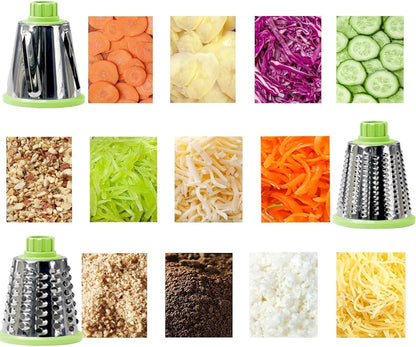 Cheese Grater with Handle,Multifunctional Rotary Cheese Grater,Kitchen Cheese Shredder Can Easily Chop Vegetables,Potatoes,Carrots,Etc.The Suction Cup is Stable and Easy to Clean (light green)