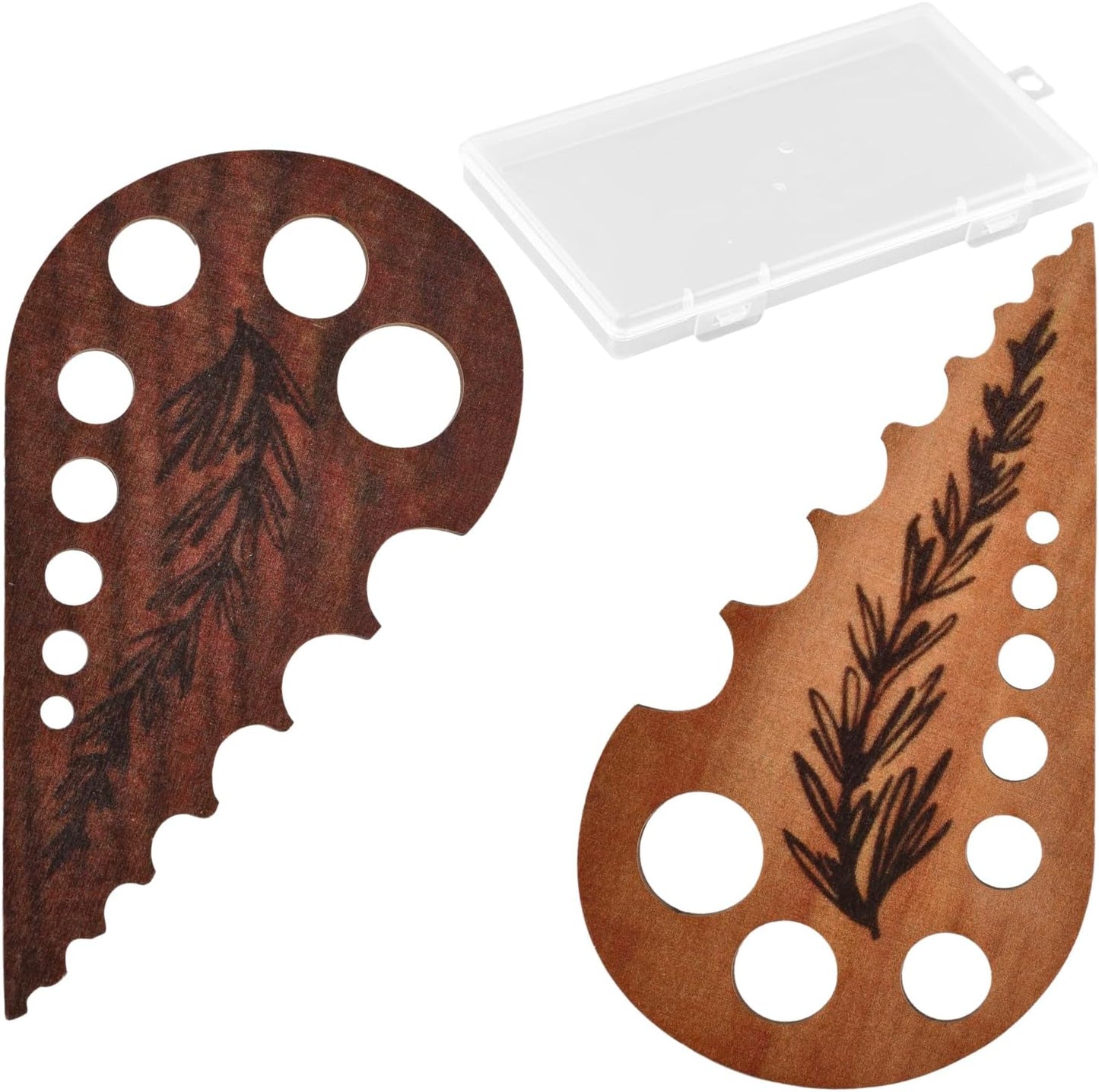 Herb Stripper, 8 Hole Wooden Vegetable Leaf Separator, Herb Stem Stripper Chopper Tool Supplies with Storage Case, Quick Leaf Stripping Kitchen Gadget for Kale, Rosemary, and Basil