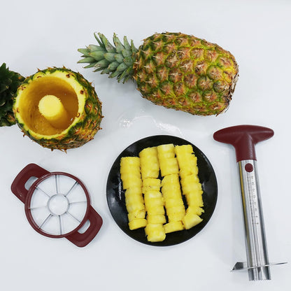 Newness Pineapple Corer and Slicer Tool, Robust Pineapple Core Remover with Upgraded Cutter & Reinforced Thicker Blade, Stainless Steel Kitchen Fruit Gadget for Diced Pineapple Rings (Black)