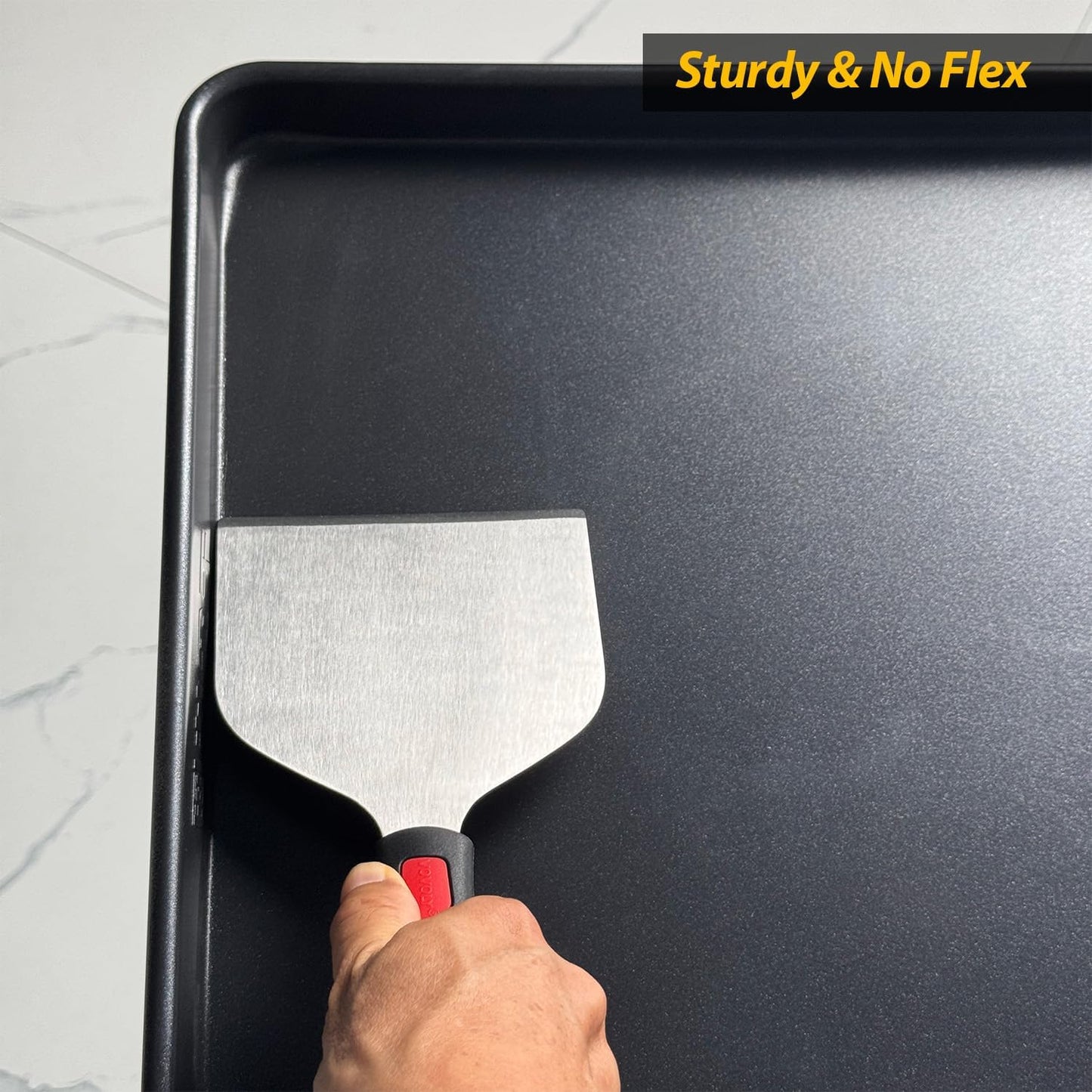Vovoly Multipurpose Bench Scraper Kitchen Utensil for Flat Top Griddle, Dough Scraper Cutter for Bread and Pizza Cutter - Stainless Steel Metal Griddle Scraper Chopper