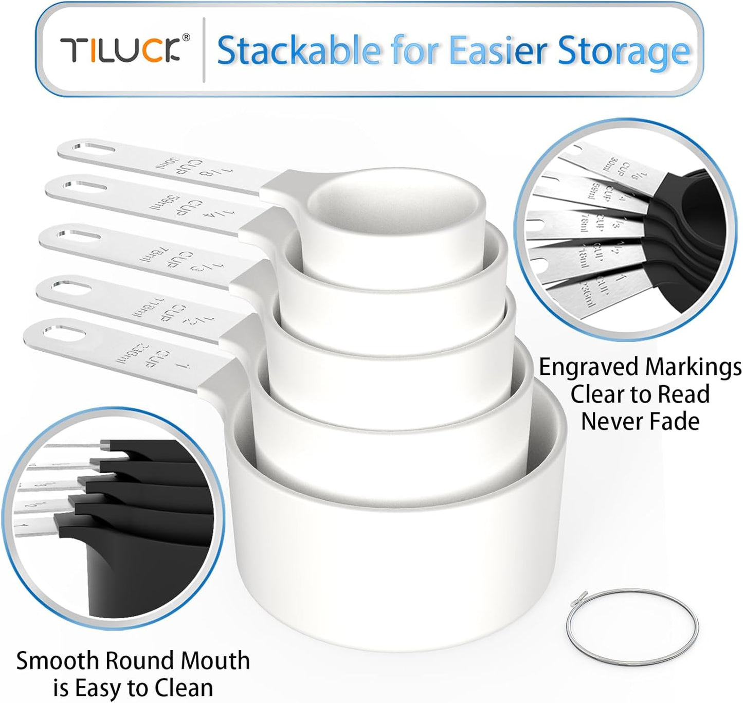 TILUCK Measuring Cups & Spoons Set, Stackable Cups and Spoons, Nesting Measure Cups with Stainless Steel Handle, Kitchen Gadgets for Cooking & Baking (Green)