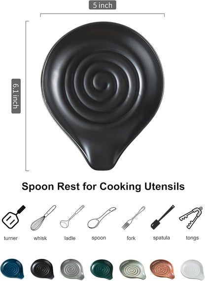 LAUCHUH Spoon Rest, Large Ceramic Spoon Holder for Kitchen Counter Spatula Rest Heat-Resistant Spoon Rest for Stove Top Cooking Utensil Holder, Farmhouse Kitchen Décor for Father's Day, Cream, 5 Inch