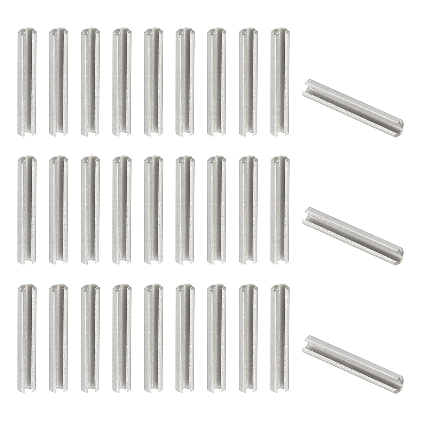 PATIKIL Slotted Spring Pin, 50 Pcs 1/8" x 3/4" (3.2mm x 20mm) 304 Stainless Steel Split Roll Pins Spring Dowel for Home Improvement Automotive Machine Repair, Silver - Colors B