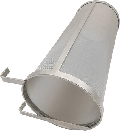 Hop Hopper Spider Strainer Basket Filter for Homebrew Hops Beer & Tea Brewing Bucket Fermenter Kettle, 304 Stainless Steel 300 Micron Mesh - 4" x 10"