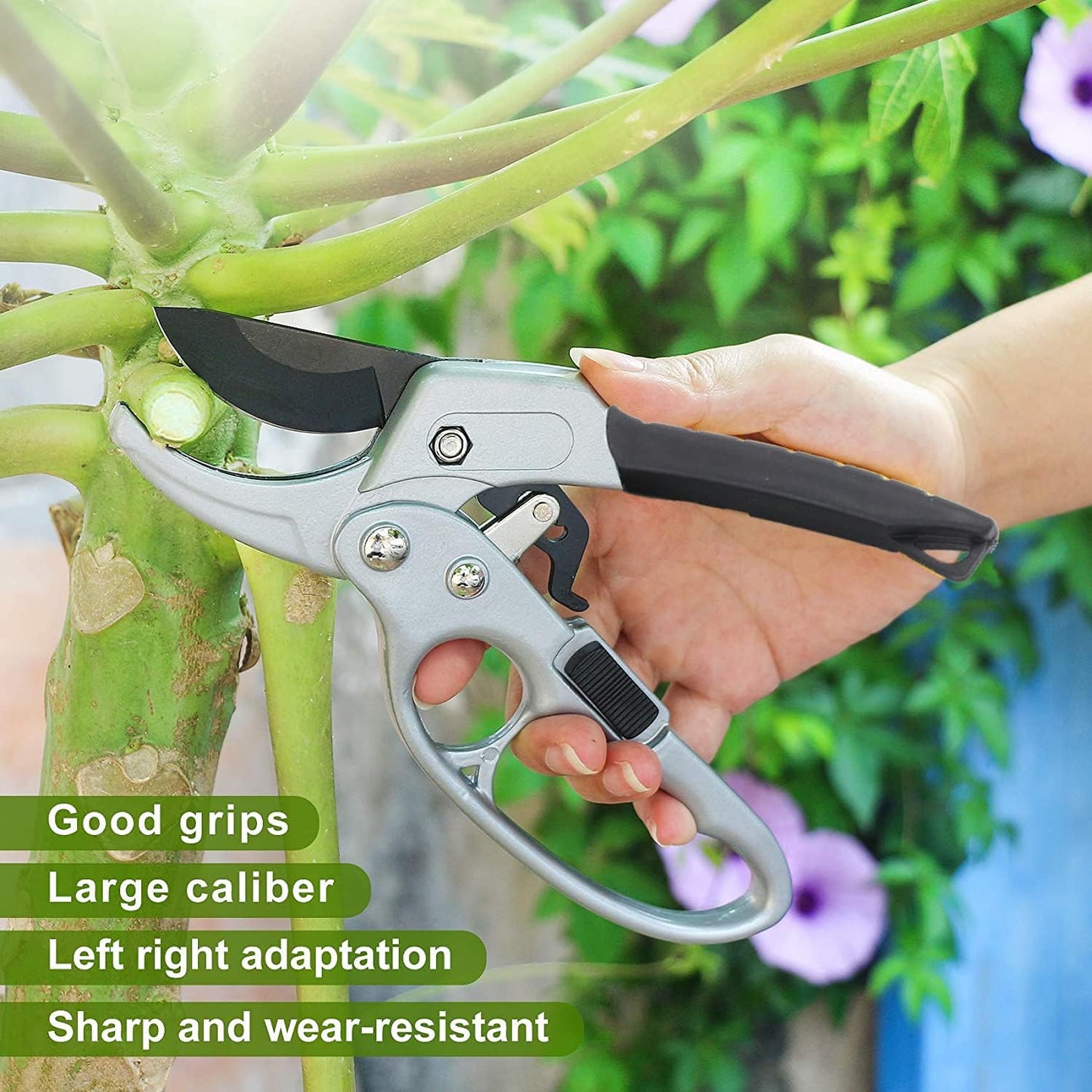 Premium Germany Pruning Shears, Work 3 Times Easier, Pruners Heady Duty, Sharp Garden Clippers Cut Fresh Flower, Hedge, Herb, Indoor Plants, Gardening Tools Scissors, Arthritis Weak Hand Snips