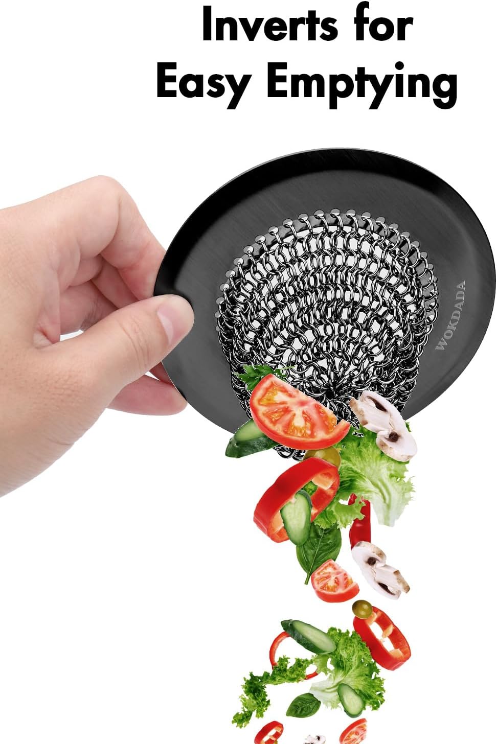 Revolutionary Kitchen Sink Drain Strainer/Patented Reversible Chain Mesh, Effortless Cleaning & Debris Catcher, Large Capacity, Anti-Clog, 304 Stainless Steel & Rust-Proof/Handmade