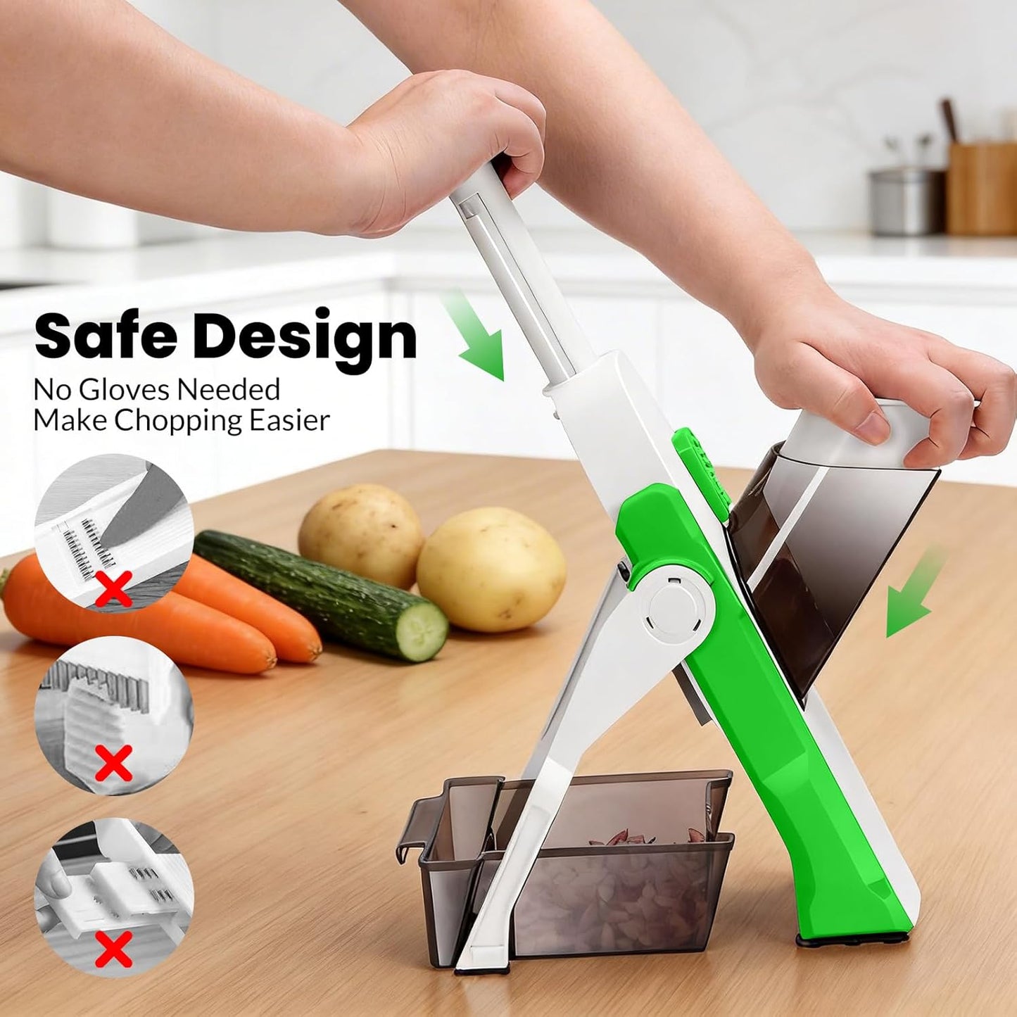 Slicer Vegetable Cutter, Mandoline Slicer for Potato Chips, Fries, Vegetables, and Fruits. Multiple Thickness Options Available. Quick Vegetable Salad Chopper