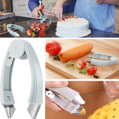 AKOAK 1 Pack Strawberry Huller Stem Remover Tool, Pineapple Eye Remover Peeler, Stainless Steel Strawberry Corer, Fruit and Vegetable Eye Peeler, Portable Fruit Vegetable Tweezers for Home Kitchen