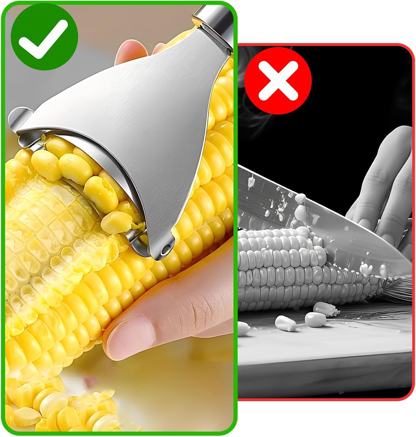 2 Pack Corn Peeler and Stripper Tool Set Ergonomic Stainless Steel Corn on the Cob Stripper Tool Set Gadget Tool for Kitchen Prep, Upgrade Kernel Remover Tool Easy to Use and Clean