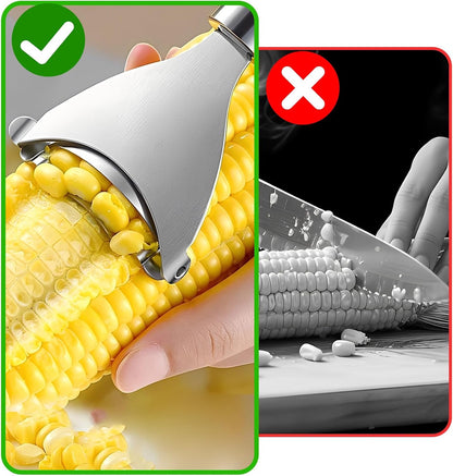 2 Pack Corn Peeler and Stripper Tool Set Ergonomic Stainless Steel Corn on the Cob Stripper Tool Set Gadget Tool for Kitchen Prep, Upgrade Kernel Remover Tool Easy to Use and Clean