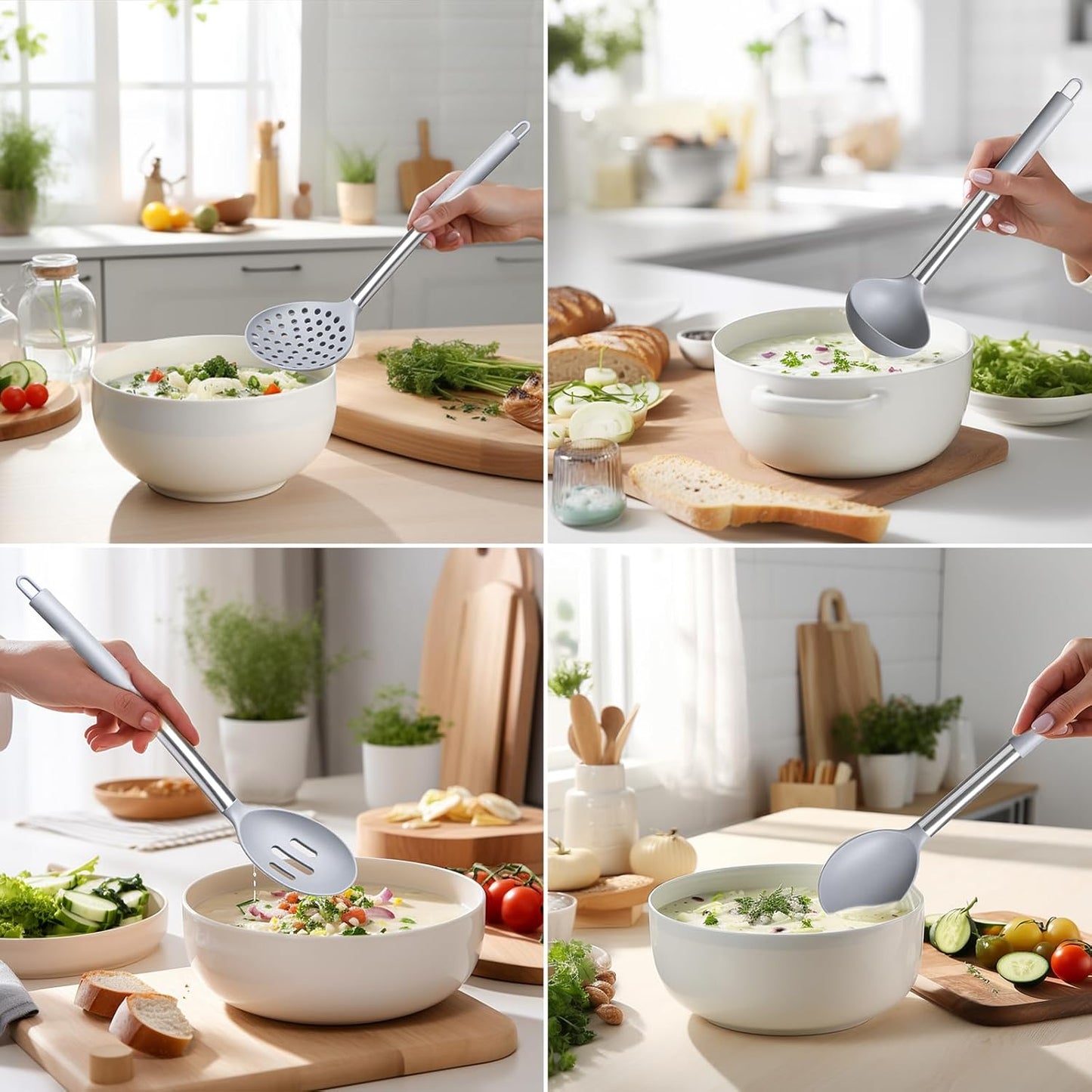 Silicone Kitchen Utensils Set 34 Pieces 450 °F Heat Resistant - Grey Cooking Utensils-Set for Nonstick Cookware - Silicone Spatulas Set, Stainless Steel Handle & Other Kitchen accessories