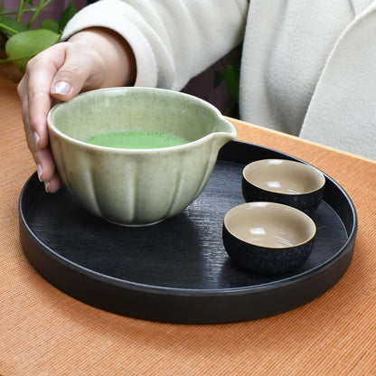 Artcome 4 Pcs Japanese Matcha Tea Set - Matcha Bowl with Pouring Spout, Matcha Whisk, Tea Scoop, Whisk Holder, Handmade Matcha Ceremony Kit For Japanese Tea Ceremony, Rose