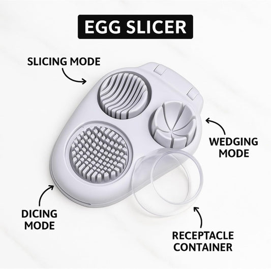 Egg Slicer for Hard Boiled Eggs – 3 in 1 Heavy Duty Stainless Steel Cutter, 3 Ways to Slice, Egg Dicer, Egg Chopper, Boiled Slicer, OXO Egg Slicer Alternative, Metal Egg Cutter