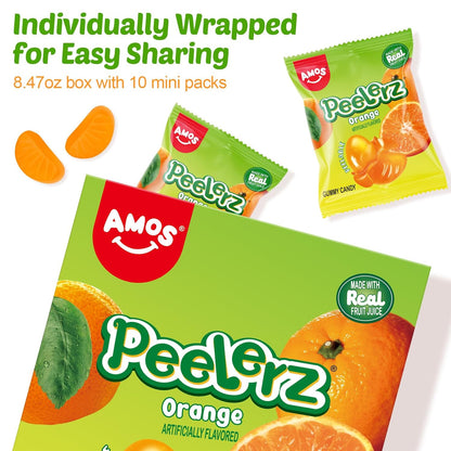 AMOS Peelerz Peelable Gummy Candy Variety Pack, Mango White Peach Banana Green Apple Passion Fruit Lychee, Soft Chewy Fruit Snack, Pack of 6