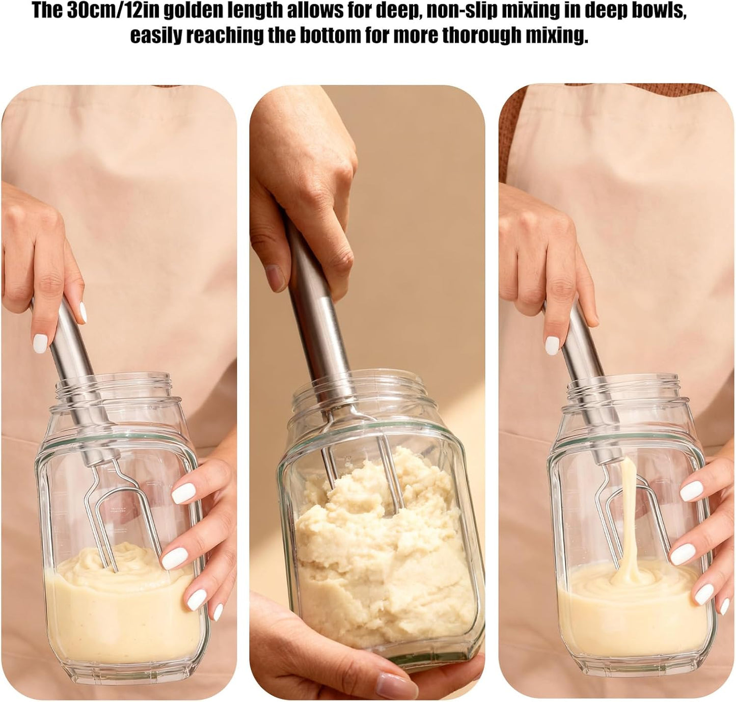 Danish Dough Whisk for Sourdough Starter, 30cm/12in Stainless Steel Dutch Bread Whisk & Dough Hook Mixer Tool Reaches Jar Bottom for Pizza Cooking Baking Dishwasher Safe