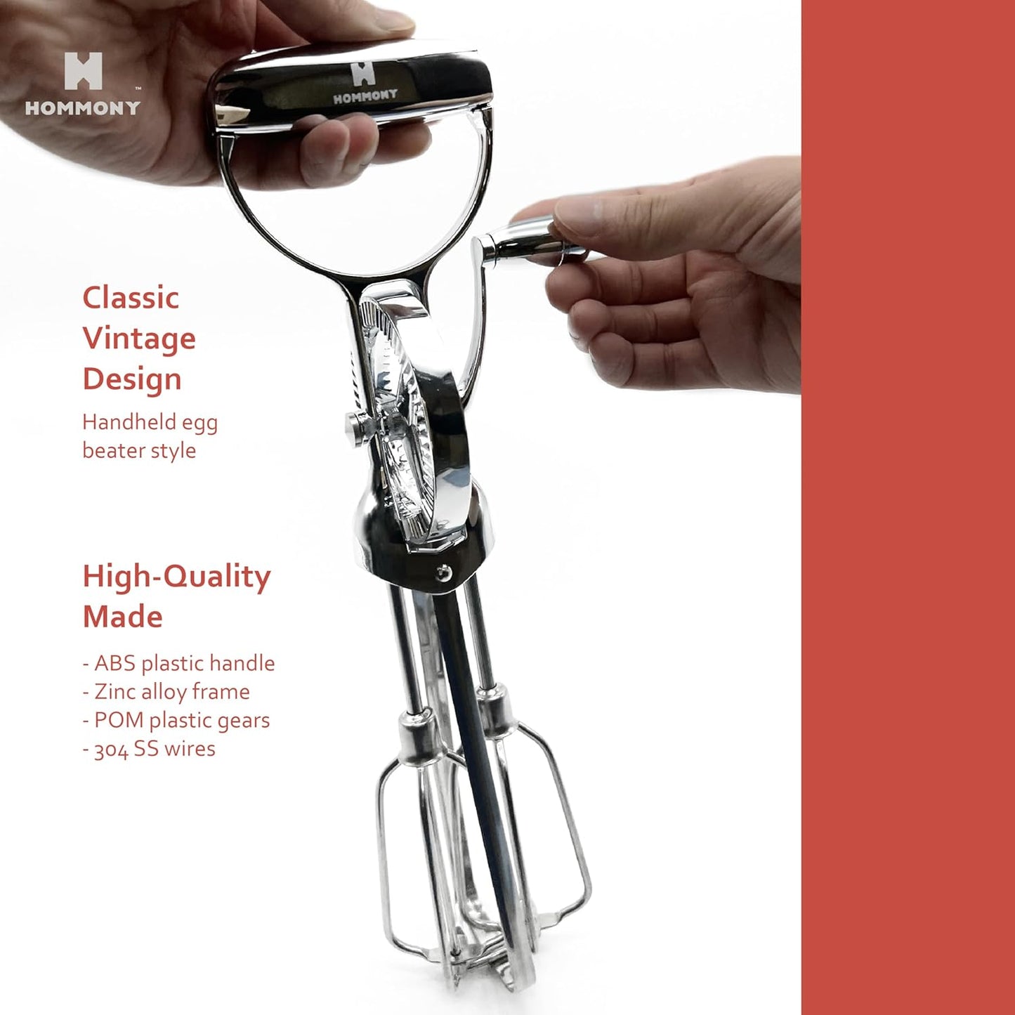 Rotary Egg Beater 12", Stainless Steel Baking Set with Silicone Spatula and Basting Pastry Brush