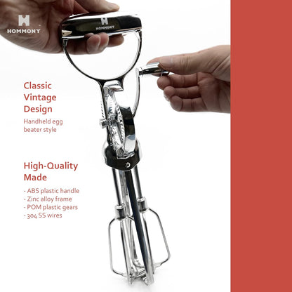 Rotary Egg Beater 12", Stainless Steel Baking Set with Silicone Spatula and Basting Pastry Brush